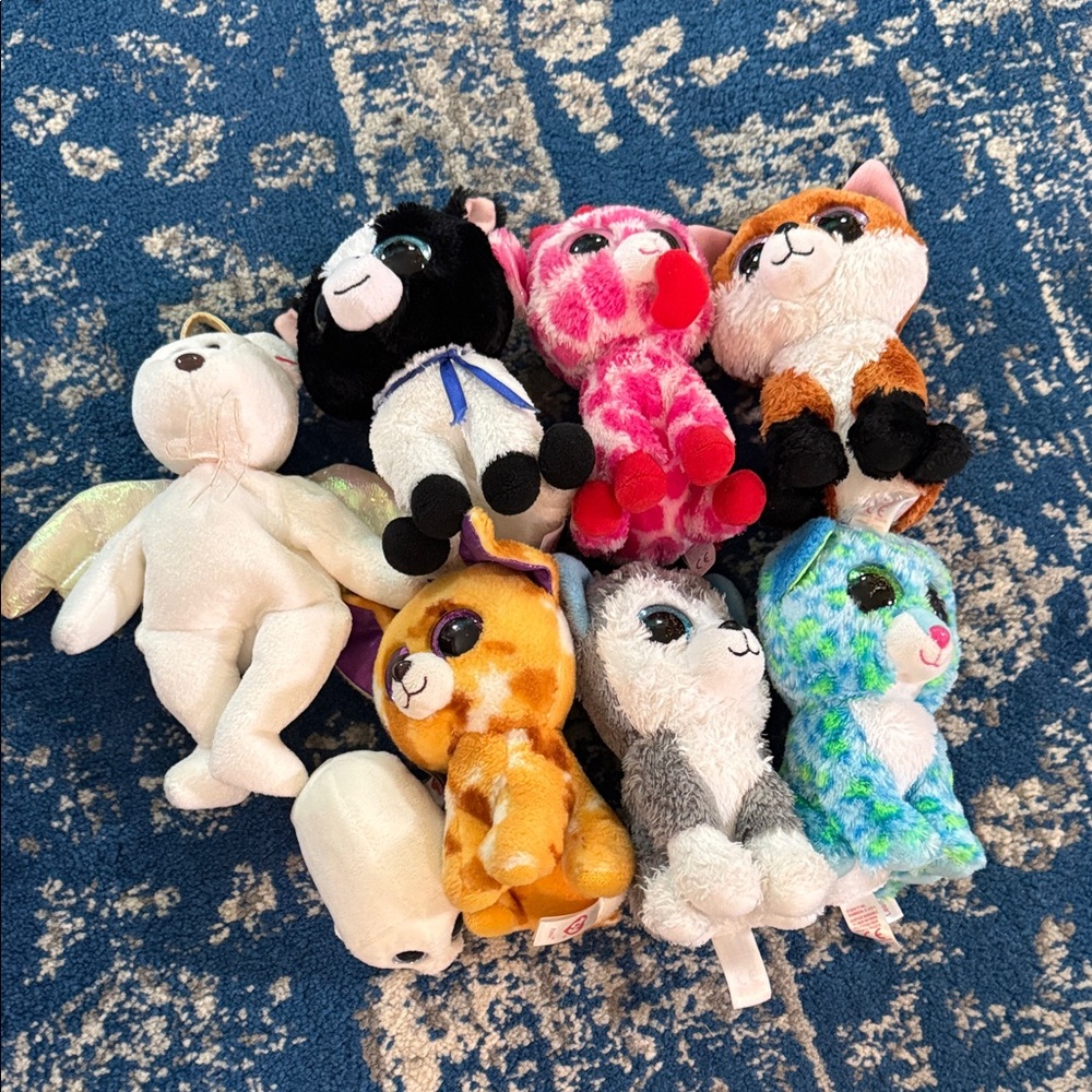 Ty Plush Toy Collection - White, Black, Pink, Brown, Blue